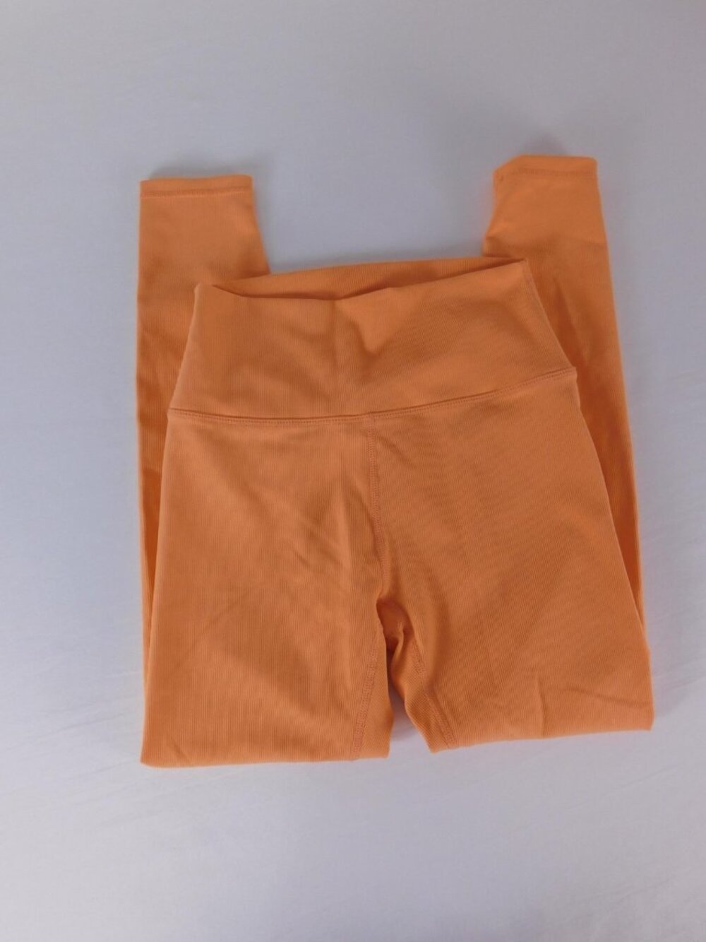 WILO Leggings Womens XS Orange Ankle Ribbed Knit Stretch Yoga Gym Pants